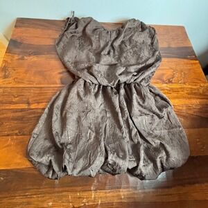 Zara Bronze Jacquard Bubble Hem Mini Dress Metallic Brown Medium NEW